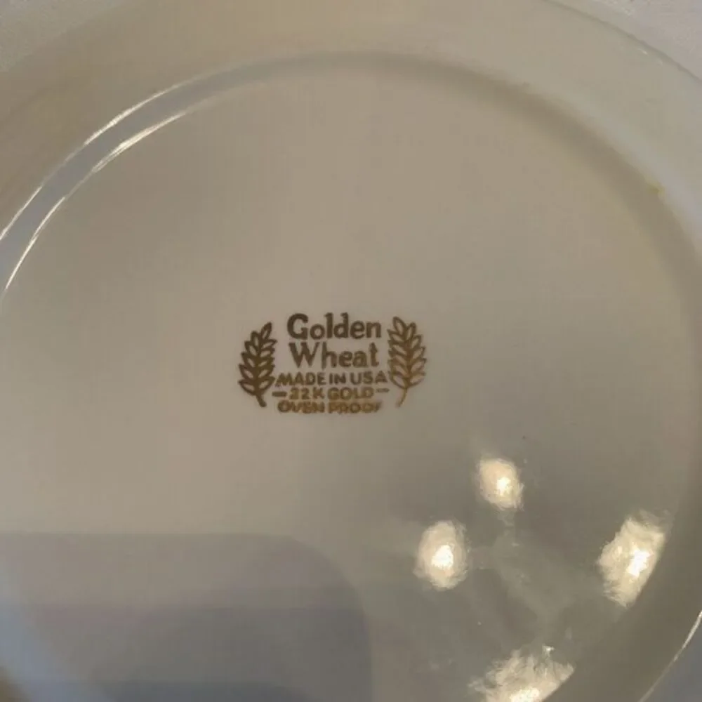 Set of 3 Homer Laughlin 22K‎ Golden Wheat Pattern 7 Inch Salad Plates